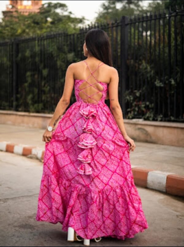 Handcrafted Pink Cotton Maxi Dress